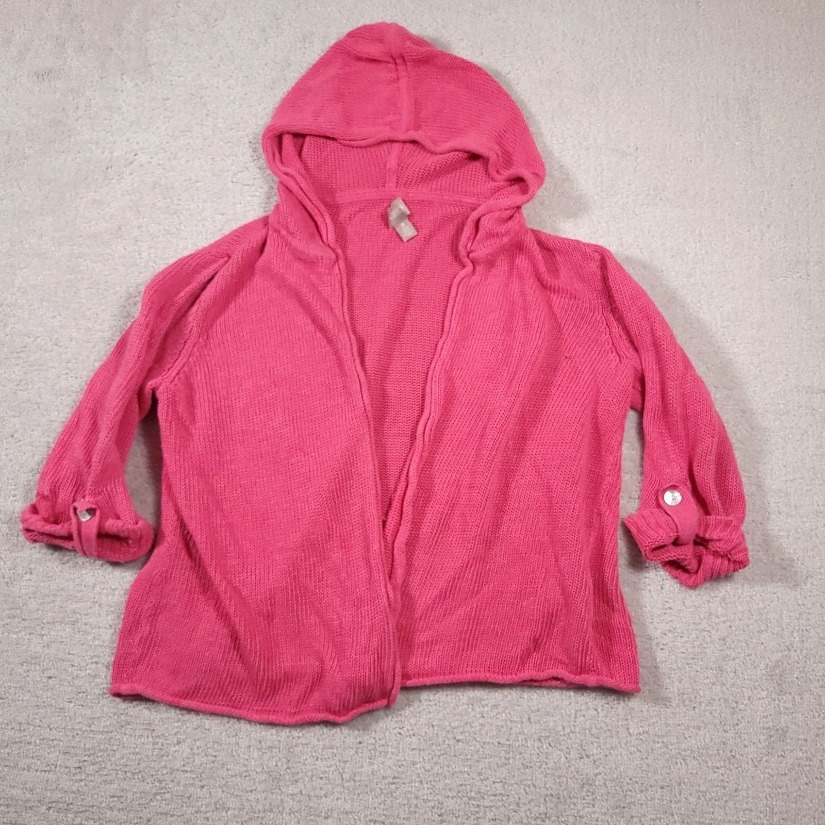 Vintage Chico's Sweater Women's XL Pink Hooded Open Front Chunky Knit Cardigan Boho Beach Casual Fall Winter Spring Summer Women Mens (if applicable) Size XL / US 12-14 / IT 48-50 - 2 Thumbnail