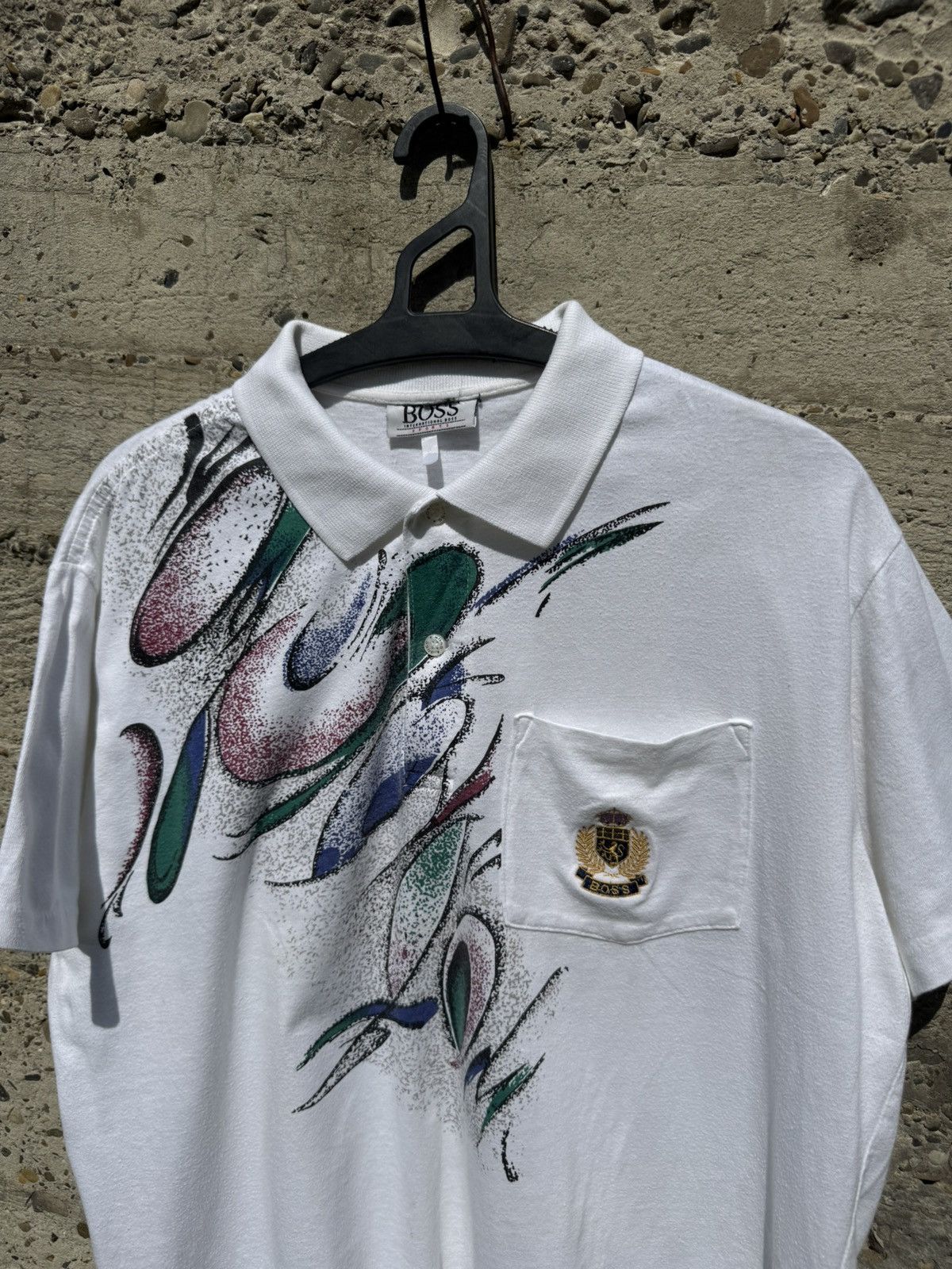 Hugo Boss Vintage 90s Hugo Boss Abstract Polo Tee Size US XL / EU 56 / 4 - 3 Thumbnail