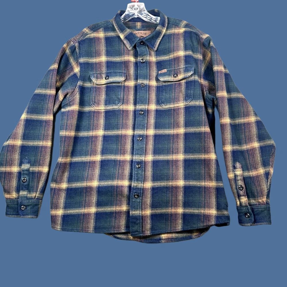 Orvis Orvis Mens XL Plaid Flannel Shirt Long Sleeve Button Up Cotton Shacket Size US XL / EU 56 / 4 - 1 Thumbnail