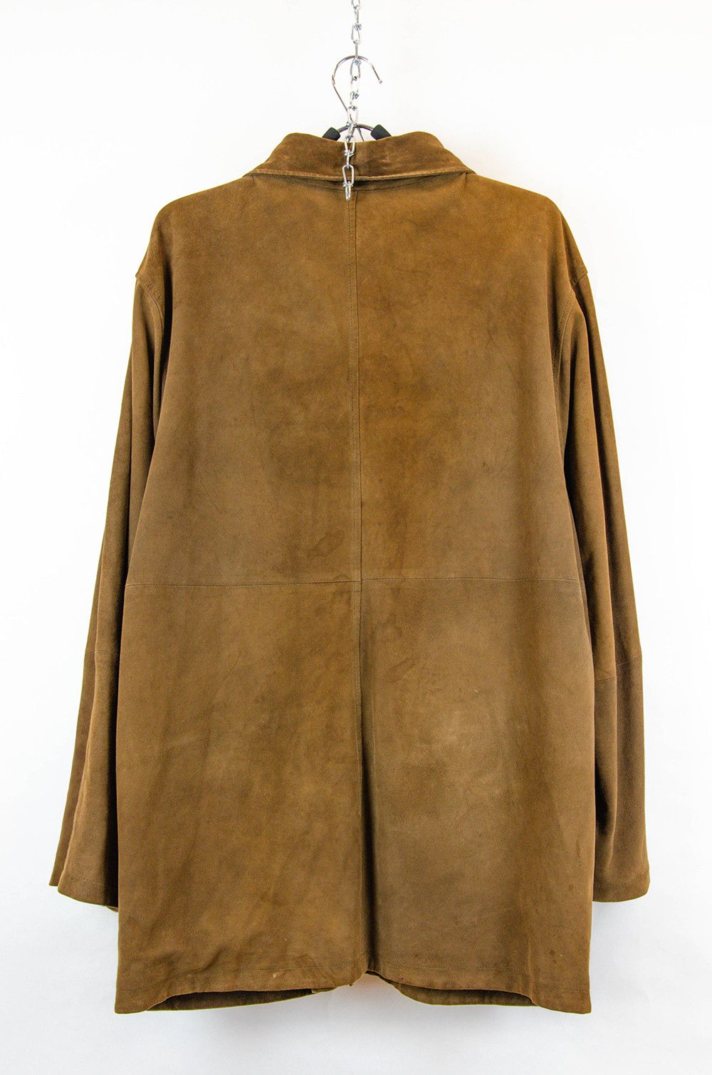 Leonardo Vintage Suede Leather Car Coat Brown EU 52