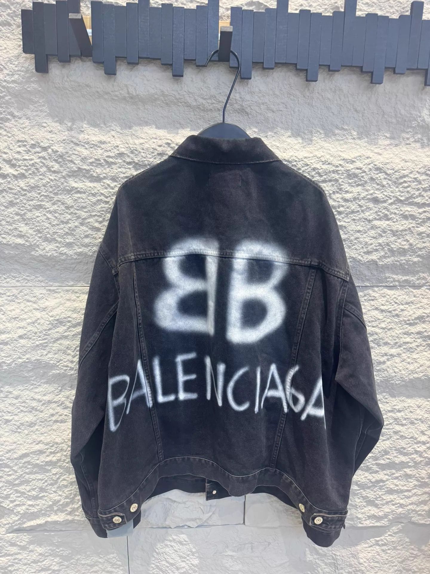 Balenciaga BALENCIAGA BB Spray Paint Denim Jacket | Grailed