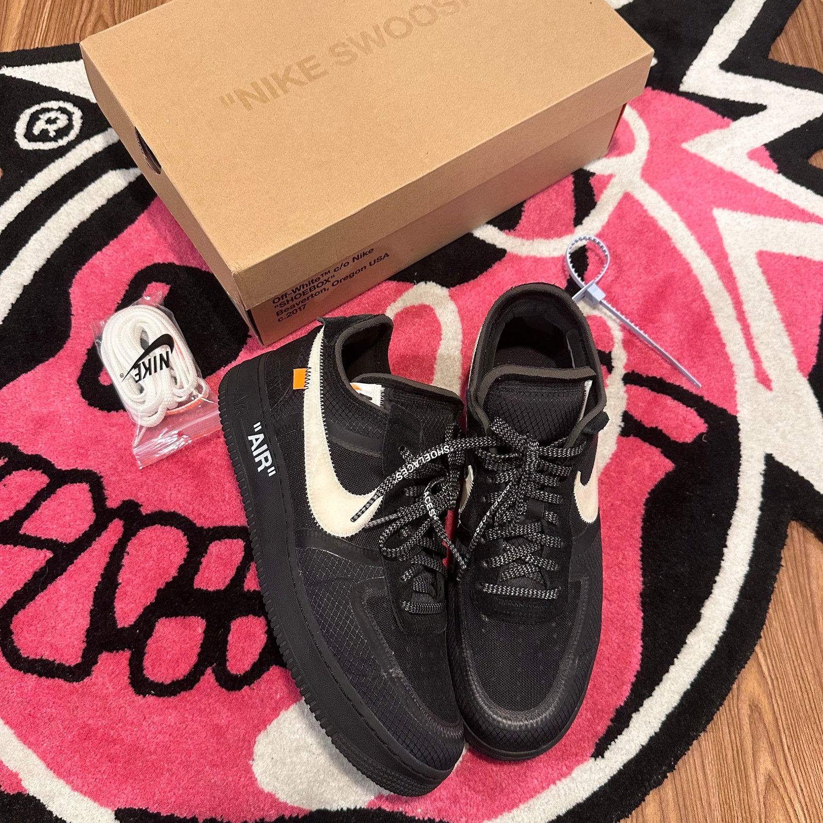 Nike × Off-White Nike Air Force 1 Low Off-White “Black” - Size 11.5 - Used Size US 11.5 / EU 44-45 - 1 Thumbnail