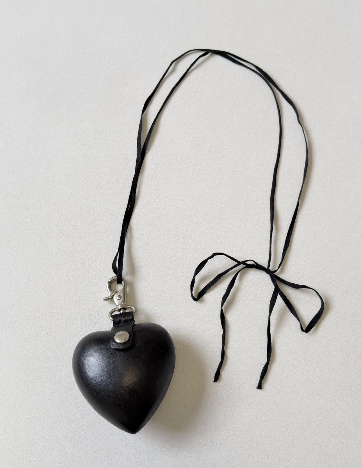 Ann Demeulemeester Black Leather Heart Shaped Locket Necklace Size ONE SIZE - 1 Thumbnail