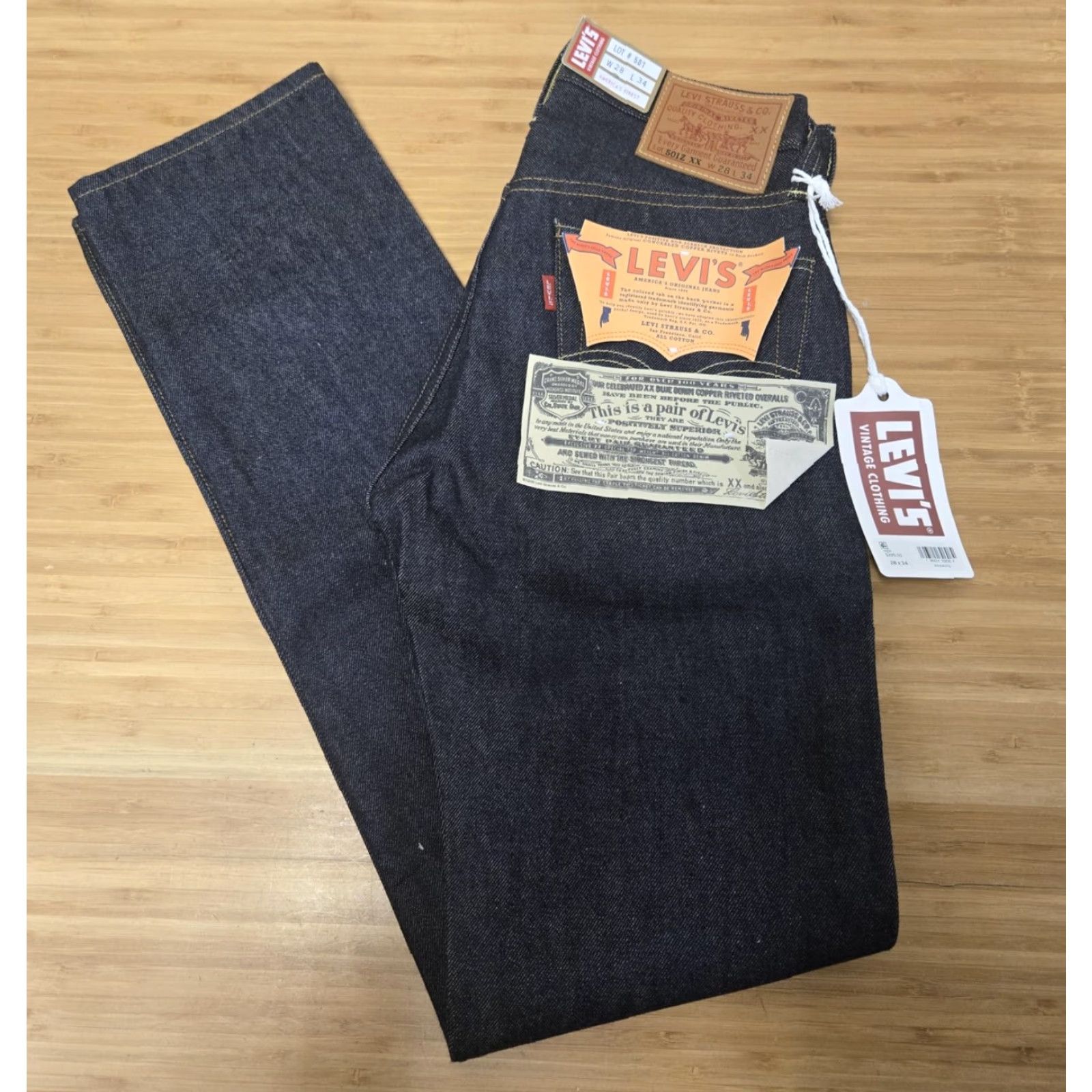 Levi's VINTAGE Levi's 501Z XX Jeans Mens 28x34 Raw Selvedge Denim Dark Blue 1954 LVC Vintage Size US 28 / EU 44 - 2 Thumbnail