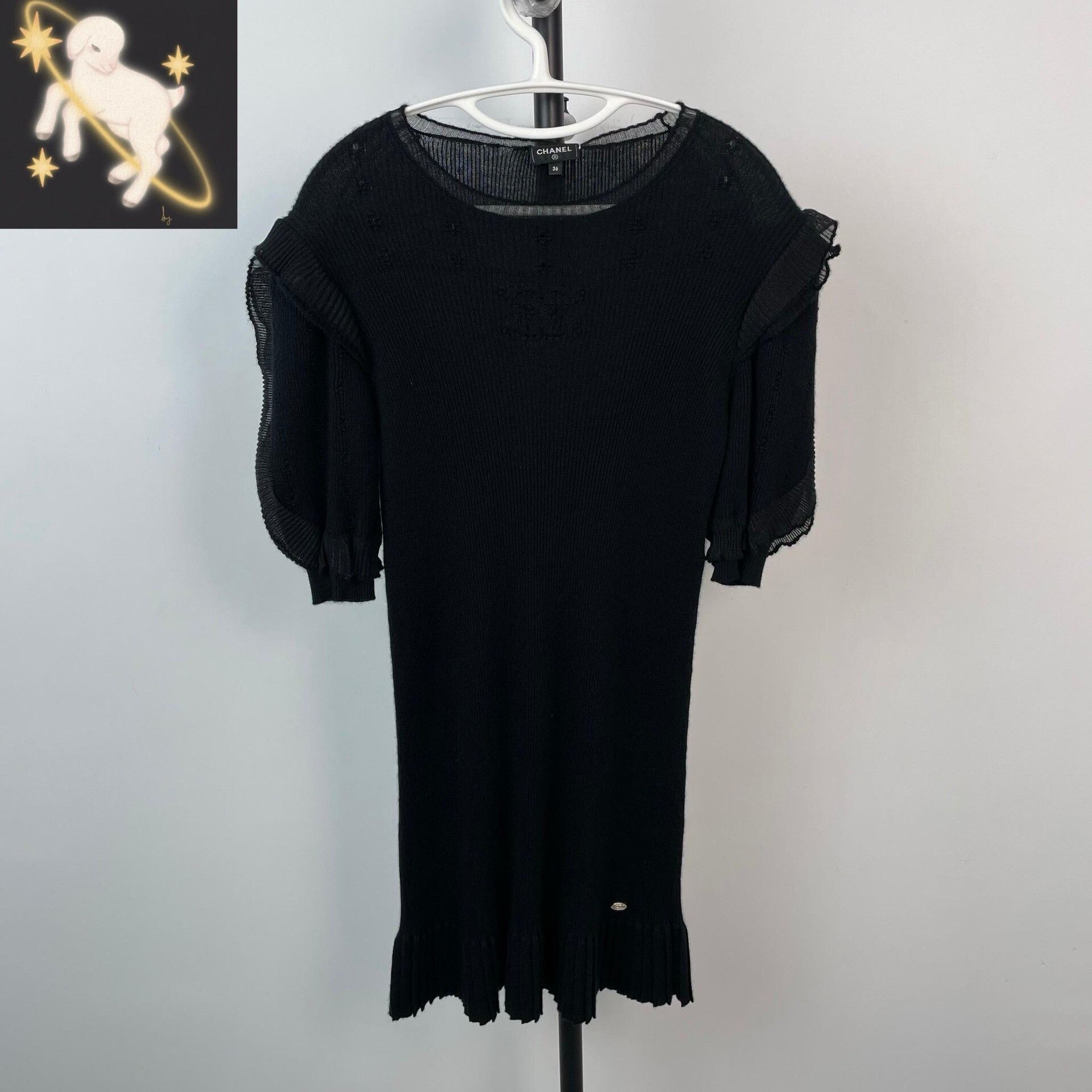 Chanel Chanel 21A Couture Black Ruffled Knit Dress Size XS / US 0-2 / IT 36-38 - 1 Thumbnail