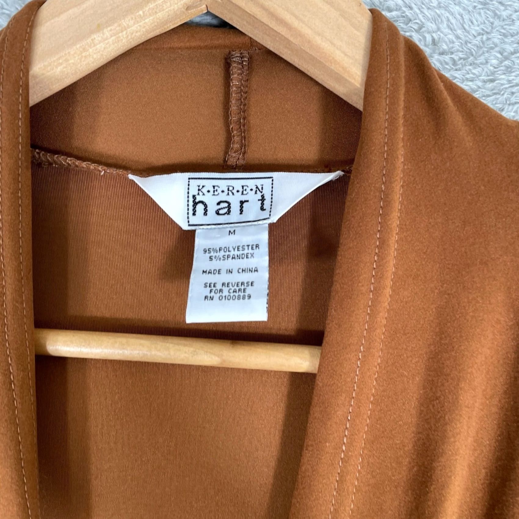 Vintage Keren Hart Cardigan Womens Medium Brown Laser Cut Scallop Hem Open Front Boho Size M / US 6-8 / IT 42-44 - 3 Thumbnail
