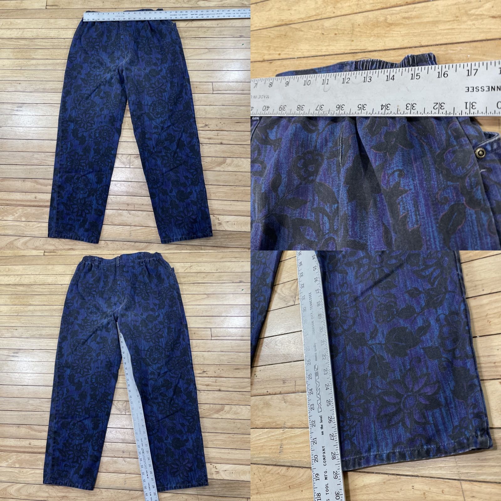 Vintage VINTAGE BLASS SPORT Pants Women 16 High Waist Floral Paisley Blue 90s Vintage Straight 32x30 Women's Pants Size 38" / US 16 / IT 52 - 8 Thumbnail