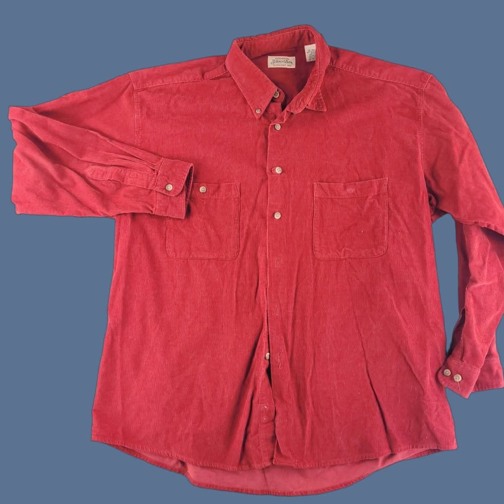 Vintage VINTAGE St Johns Bay Shirt Mens XL Red Corduroy Long Sleeve Button y2k 90s Size US XL / EU 56 / 4 - 1 Thumbnail