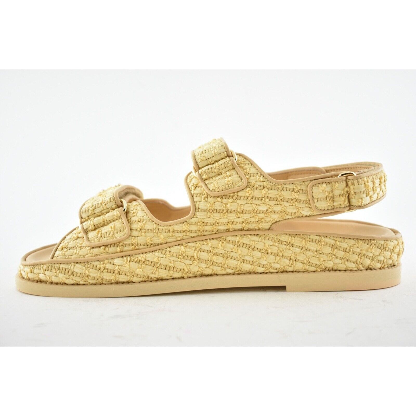 Chanel Chanel 21C Beige Raffia Pearl CC Logo Mule Slide Strap Flat Size US 8.5 / IT 38.5 - 8 Thumbnail
