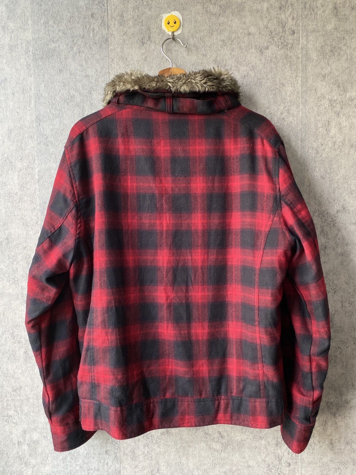 If Six Was Nine Double Focus Red Tartan Design Fur Zipper Jacket Size US L / EU 52-54 / 3 - 5 Thumbnail