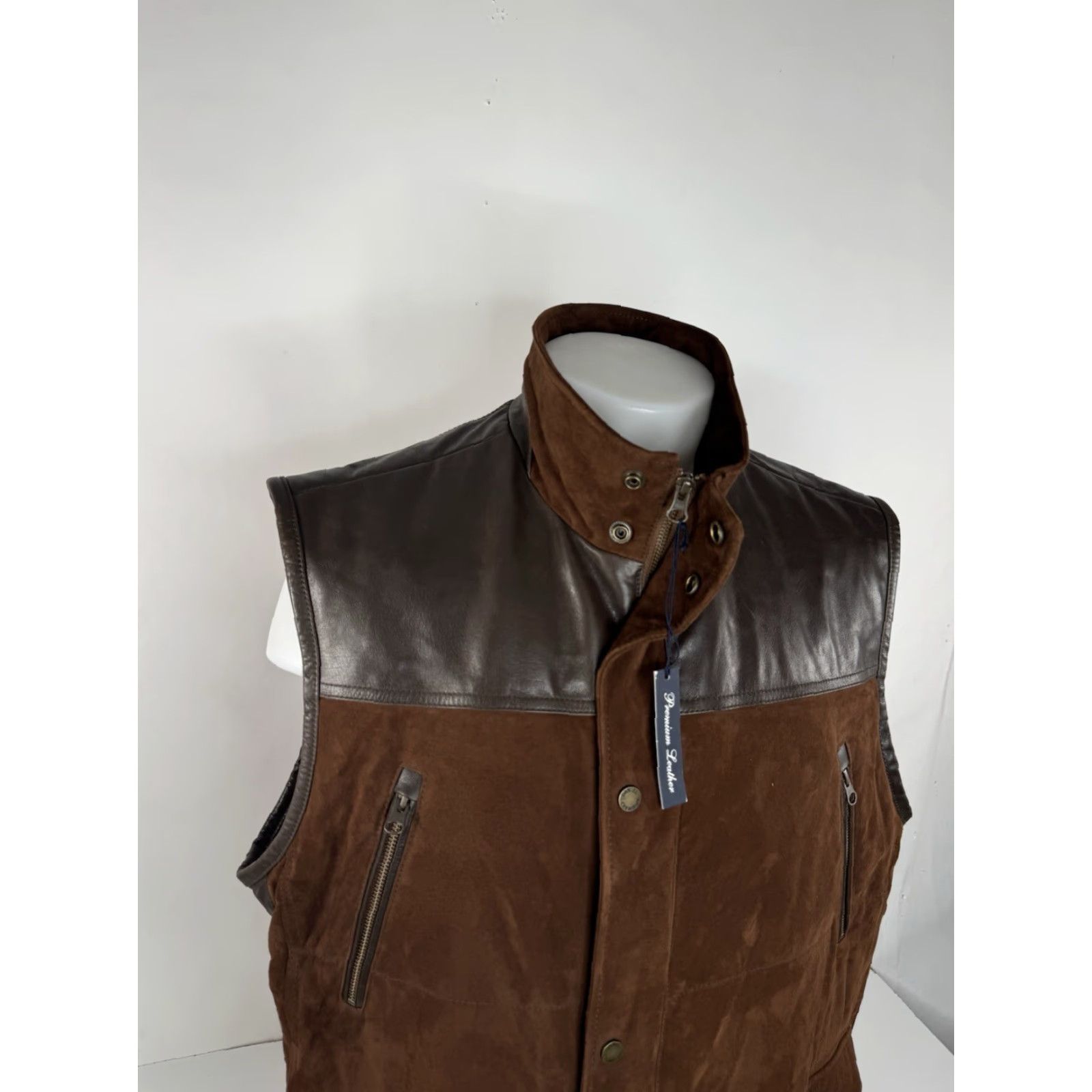 Cremieux Cremieux New w Zip Tag Leather & Suede Ranch Bomber XL Vest Jacket Brown Men Zip Fully Lined"} Size US XL / EU 56 / 4 - 3 Thumbnail