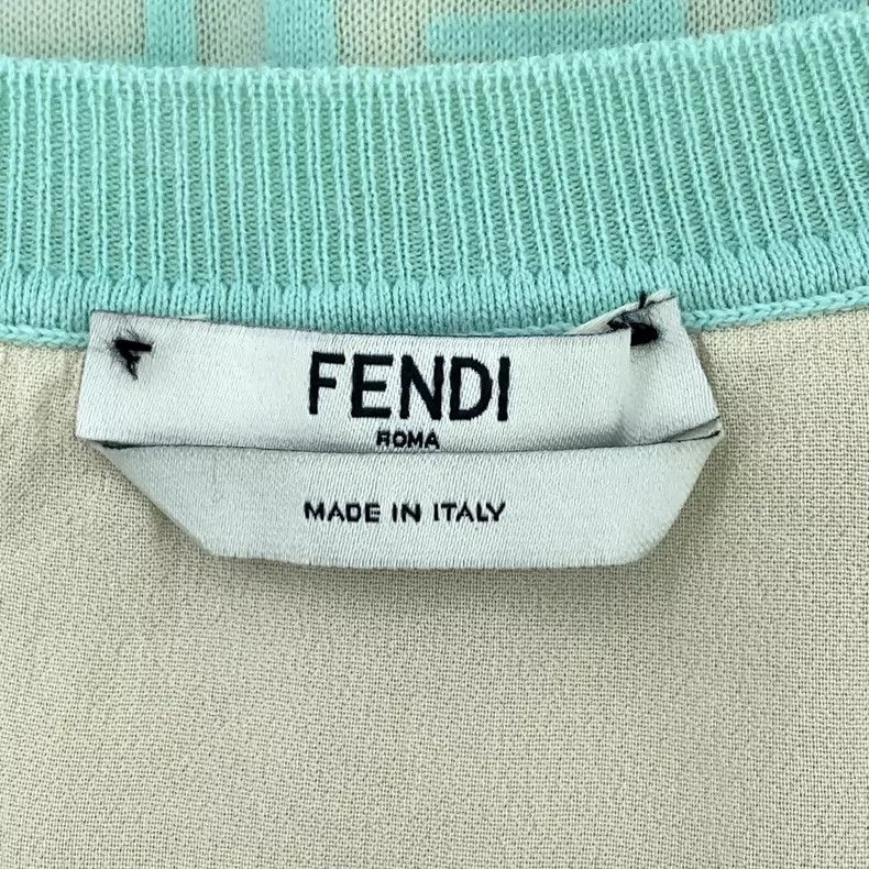 Fendi FENDI Green logo letter full-print cotton crewneck short-s Size XS / US 0-2 / IT 36-38 - 5 Thumbnail
