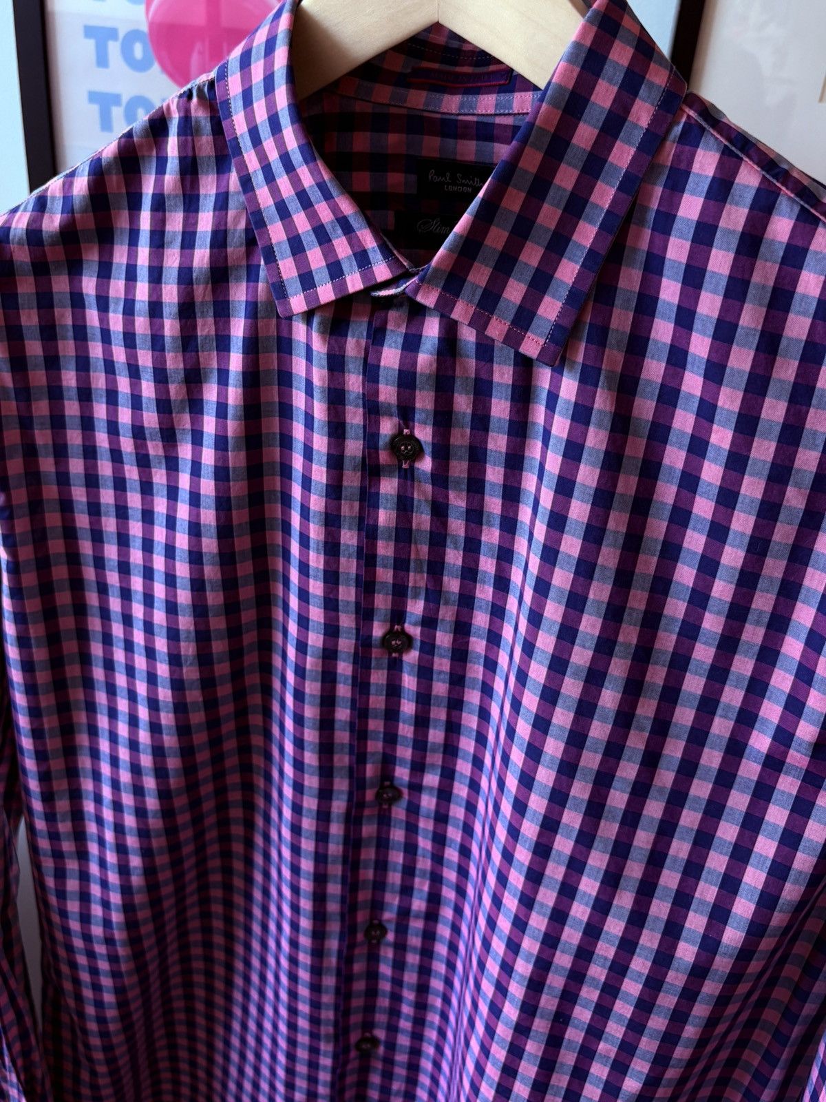 Paul Smith Paul Smith Dress Shirt Gingham Pink/Purple/Blue Slim Fit Size US M / EU 48-50 / 2 - 2 Thumbnail