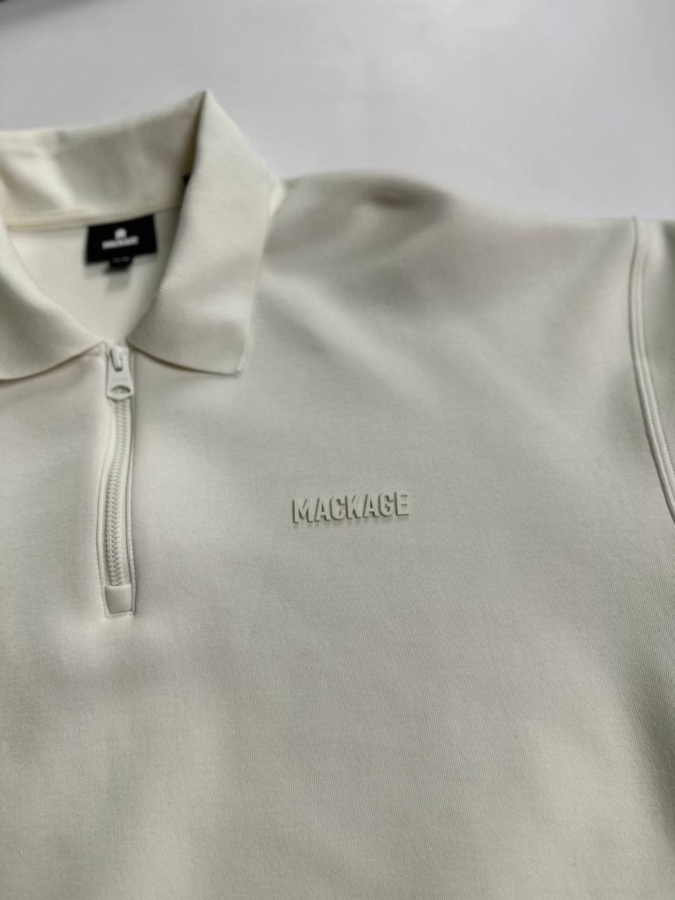 Mackage Mackage Felix 1/4 Polo Zip Cream Luxury Oldmoney Size US XL / EU 56 / 4 - 5 Thumbnail