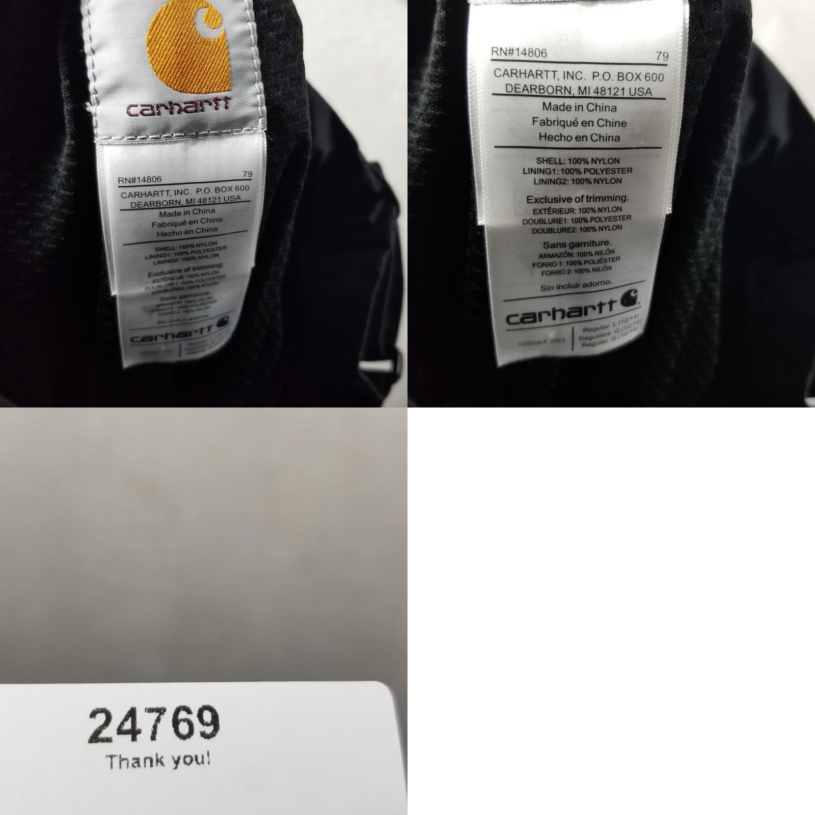 Carhartt VINTAGE Carhartt Rain Pants Women L Black Nylon Lined Side Zip Adjustable Waist Work Size 36" / US 14 / IT 50 - 8 Thumbnail