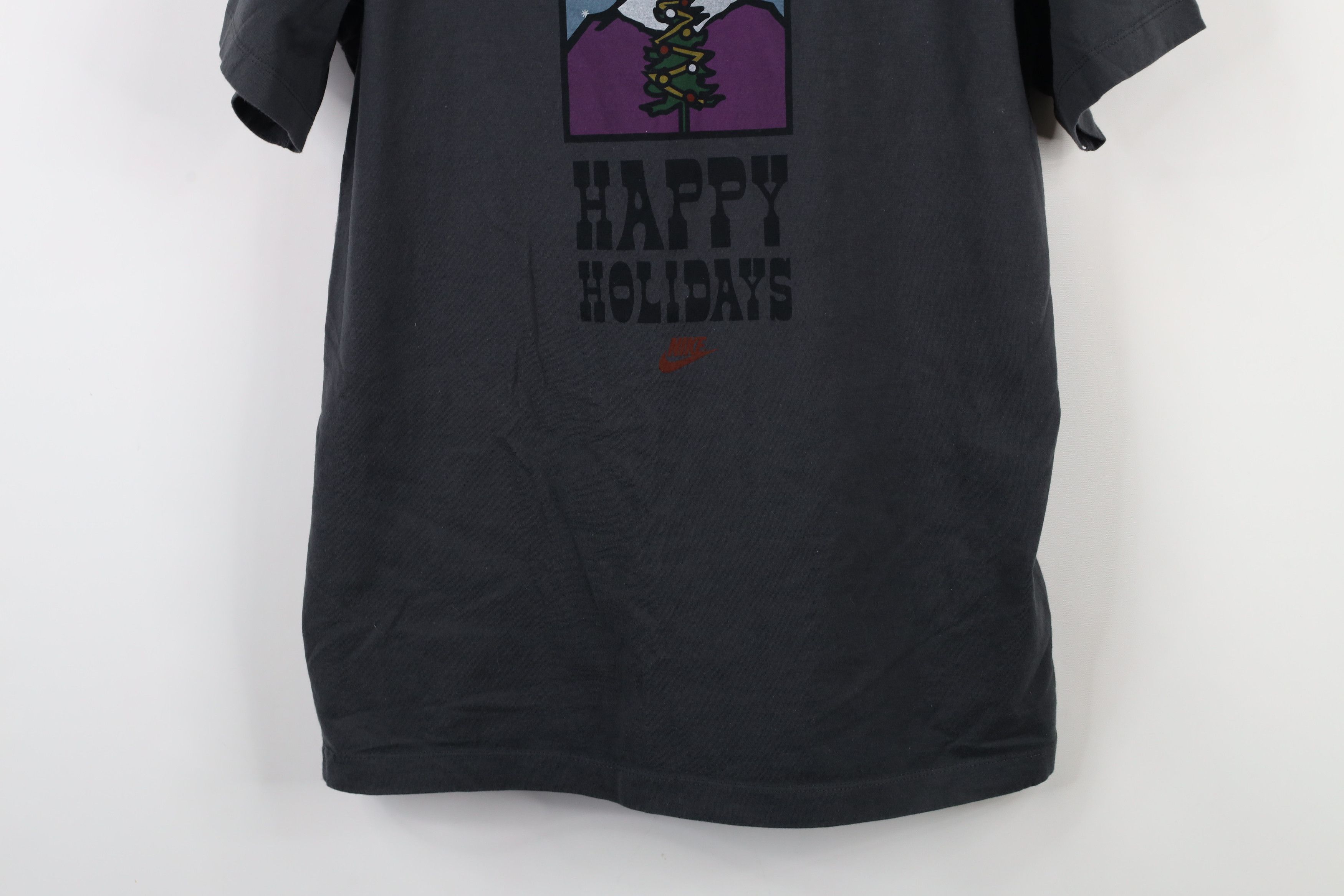 Nike × Vintage Nike Faded Swoosh Happy Holidays Christmas T-Shirt Gray Size US M / EU 48-50 / 2 - 3 Thumbnail