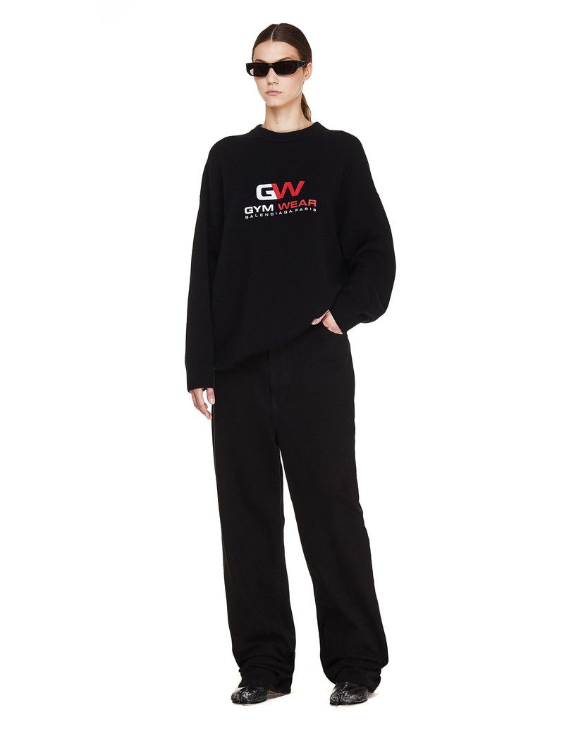 Balenciaga o1y0625 Logo Cashmere Blend Sweater in Black Size S / US 4 / IT 40 - 4 Thumbnail