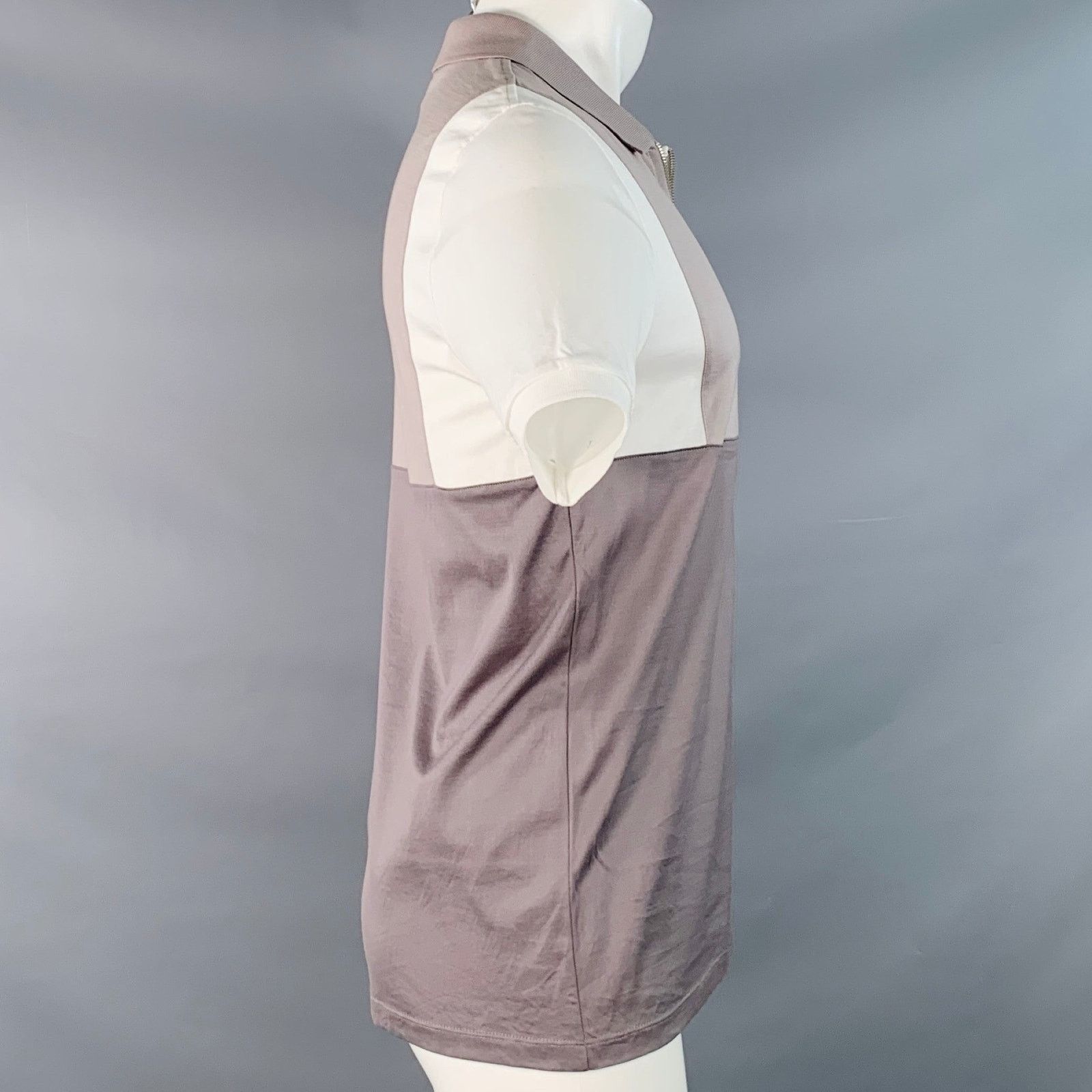 Reiss REISS Samuel Tan Brown Color Block Cotton Jersey Zip Up Polo Size US S / EU 44-46 / 1 - 2 Thumbnail