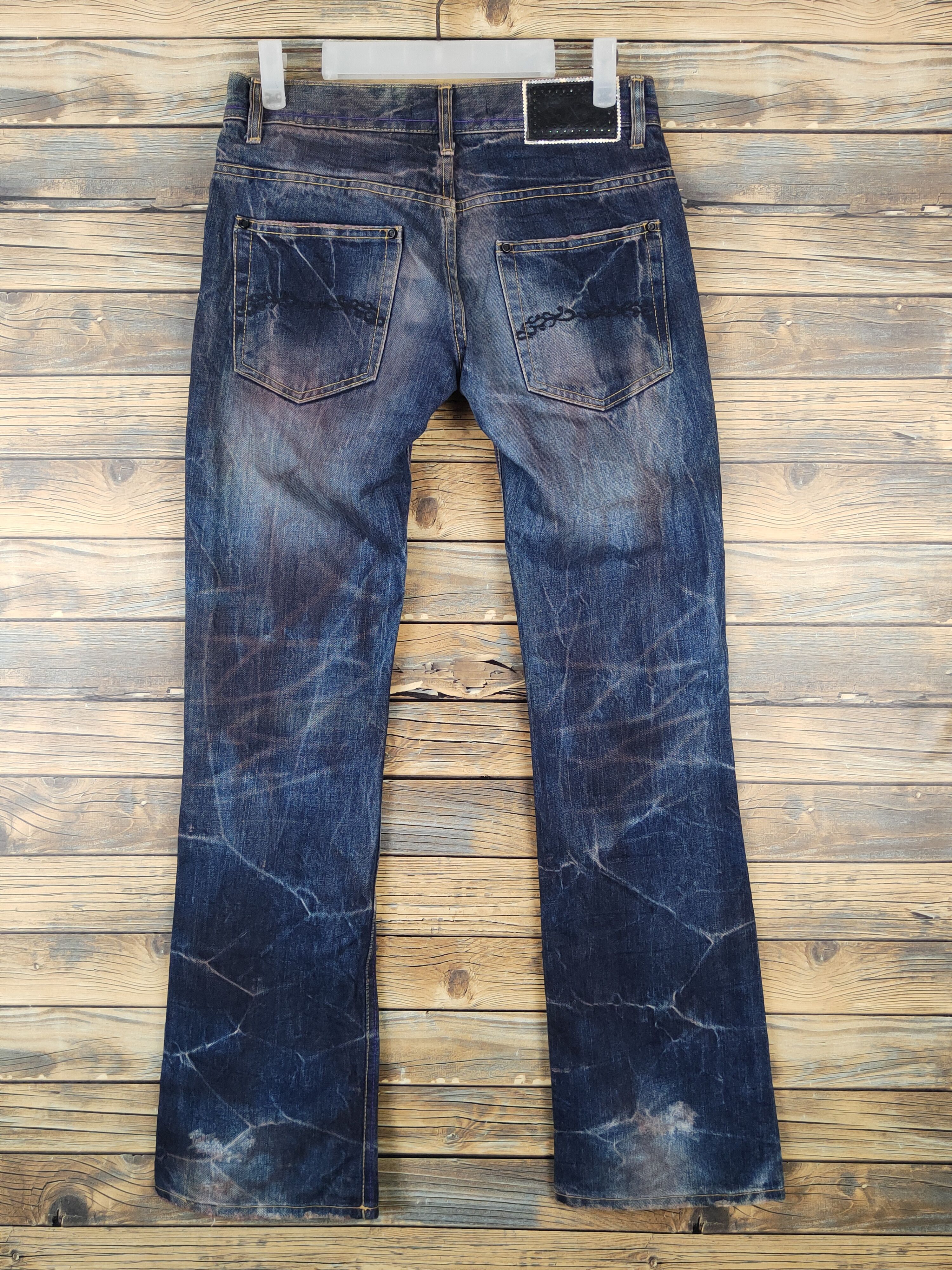 Japanese Brand Midas 9 Dark Blue thunder Distressed Ripped Jeans #W1067 Size 30" / US 8 / IT 44 - 8 Thumbnail