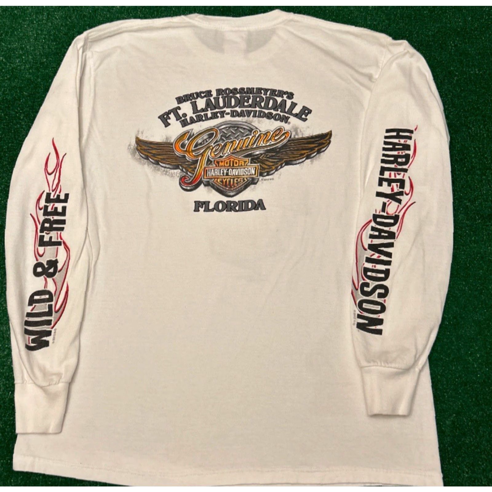 Harley Davidson VINTAGE Harley-Davidson Long Sleeve Shirt Sz L Florida 2012 90s Y2K Biker Flames White Mens Shirt Size US L / EU 52-54 / 3 - 2 Thumbnail