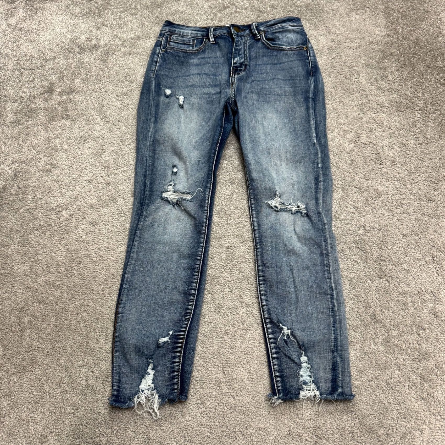 Vintage Telepatia Denim Jeans Women 27x24 High Rise Cropped Distressed Blue 5-Pocket City Streetwear Modern Casual Size 27" / US 4 / IT 40 - 2 Thumbnail