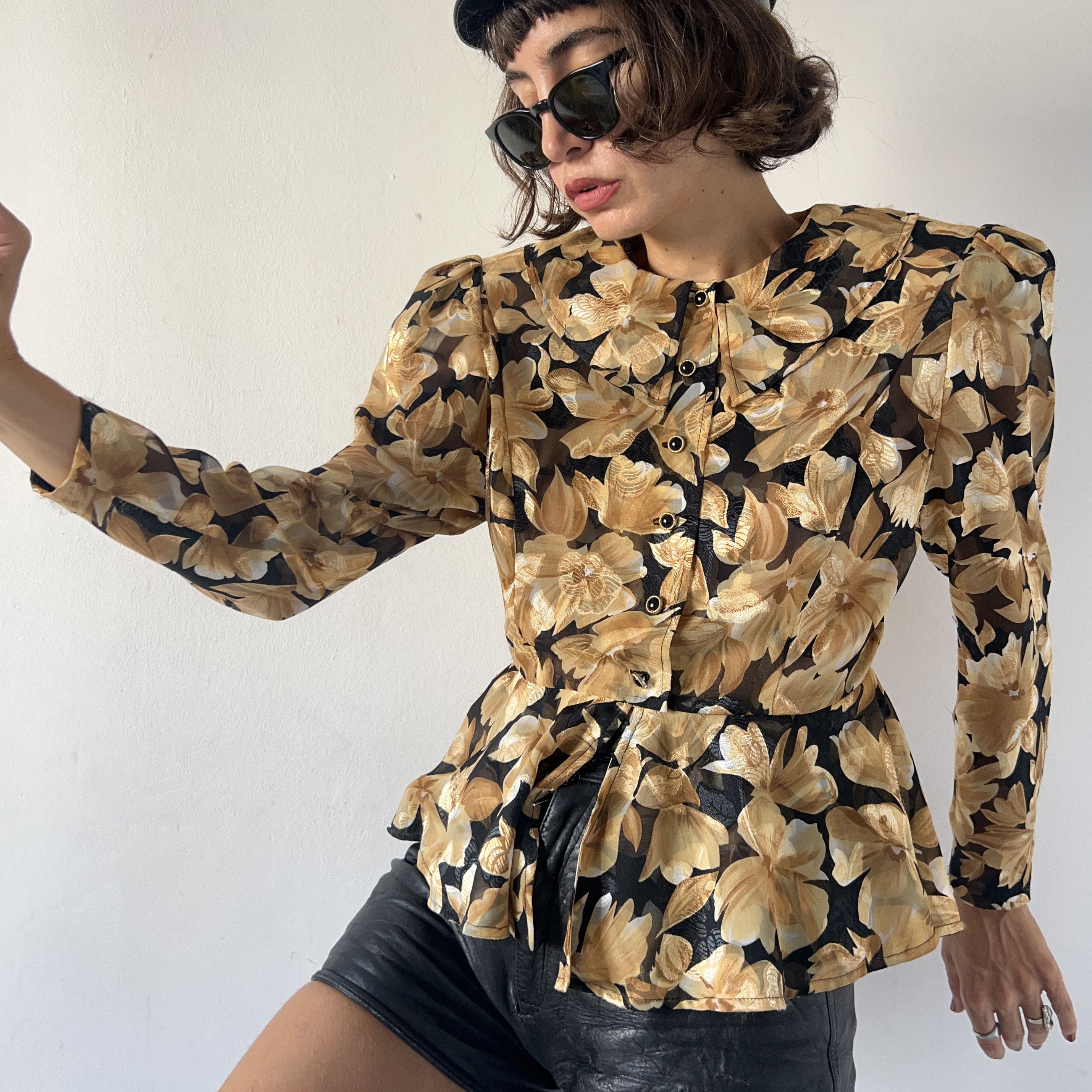 Vintage Vintage 80s Floral Peplum Blouse Size M / US 6-8 / IT 42-44 - 5 Thumbnail
