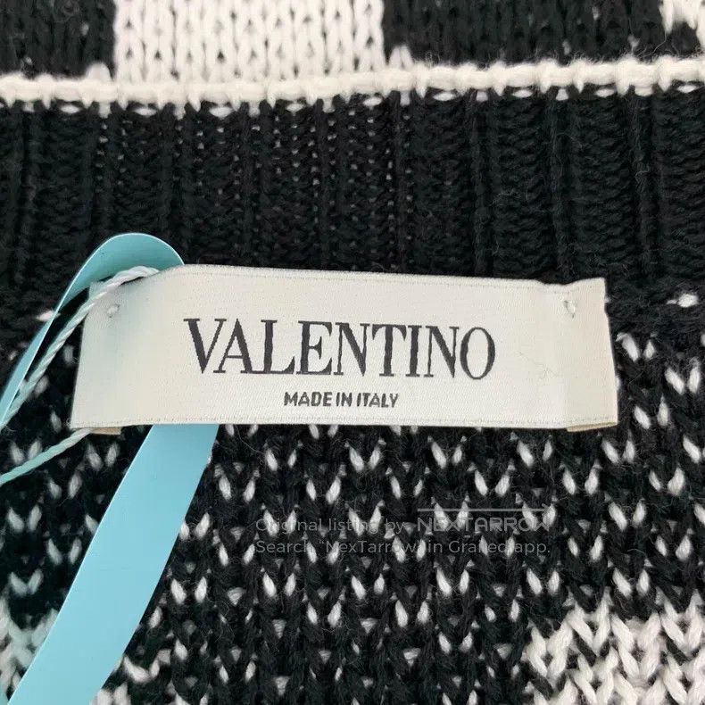 Valentino Valentino Black letter intarsia cotton knitted cardigan Size M / US 6-8 / IT 42-44 - 5 Thumbnail