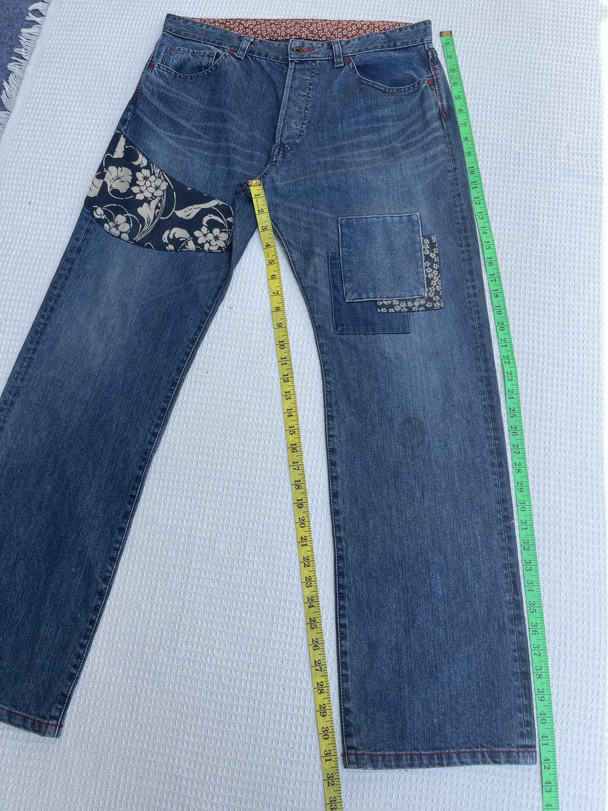 Karakuri Tamashii Last🔥Vtg Japan Brand Eternal Patchwork Jeans Karakuri Style Size US 34 / EU 50 - 12 Thumbnail