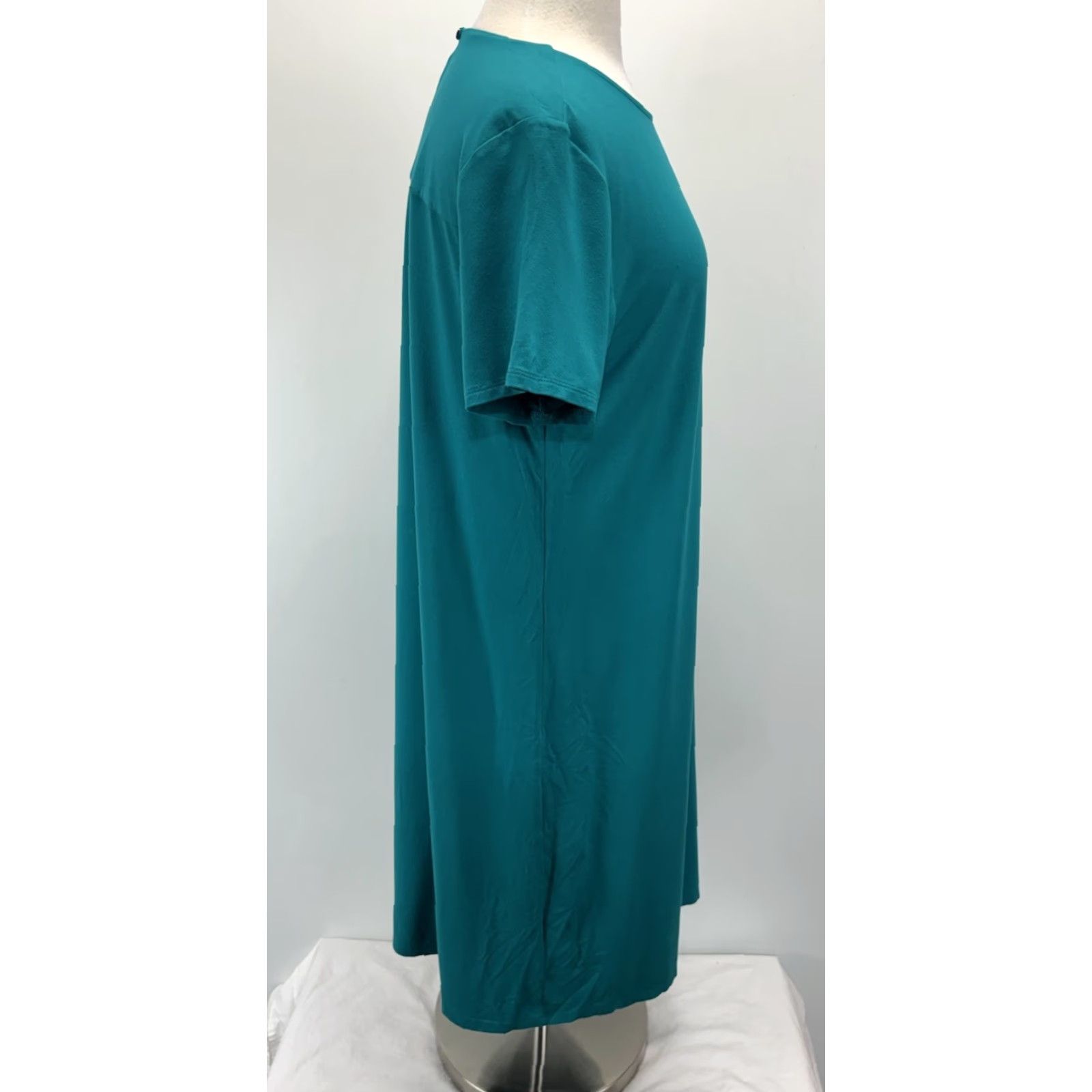 VINTAGE J Jill Wearever Collection Shift Dress Womens Dress Knee Length  Short Sleeve Blue Green L