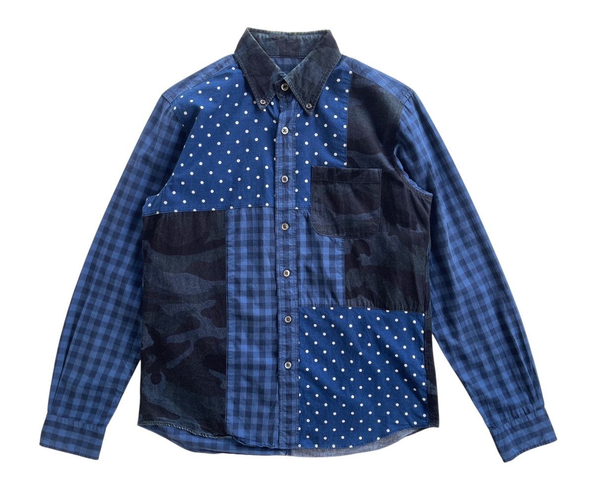Sophnet. Sophnet Indigo Patchwork Shirt Size US S / EU 44-46 / 1 - 2 Thumbnail