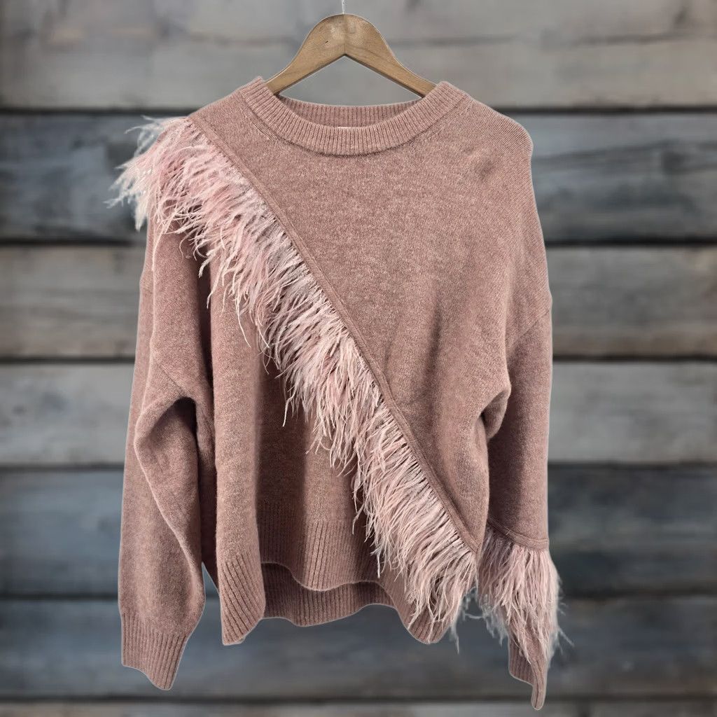 Cinq a Sept Cinq a Sept Merritt Pullover Womens Medium Peony Pink Crew Wool Blend Sweater Size M / US 6-8 / IT 42-44 - 1 Thumbnail