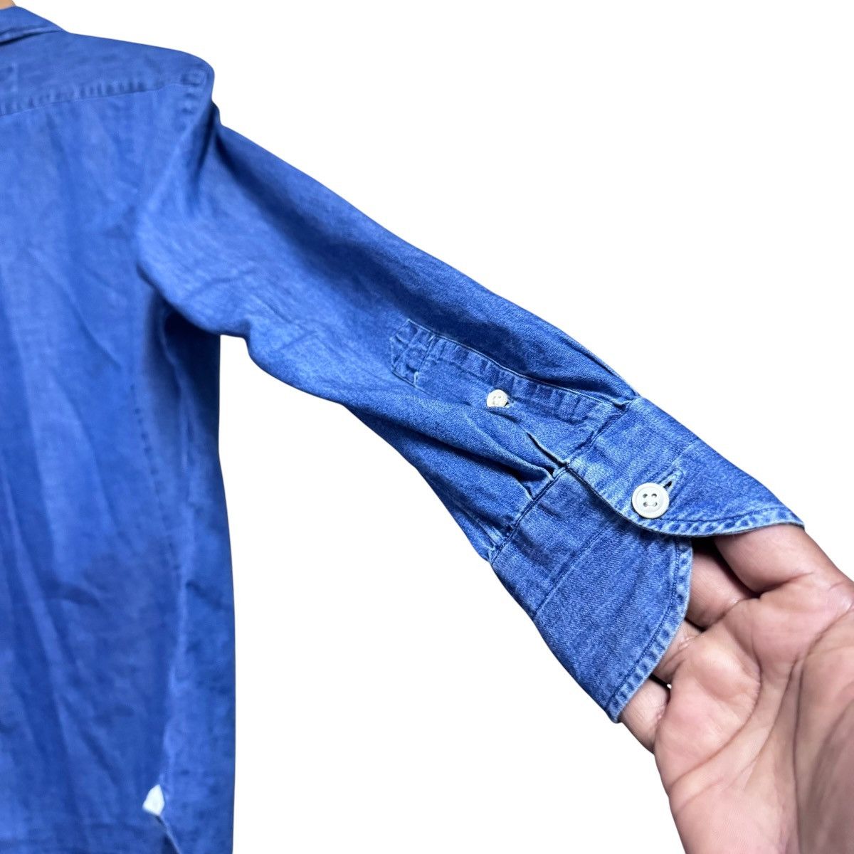 Luigi Borrelli Luigi Borrelli Luxury Vintage Denim Sailor Shirt Size US M / EU 48-50 / 2 - 11 Thumbnail