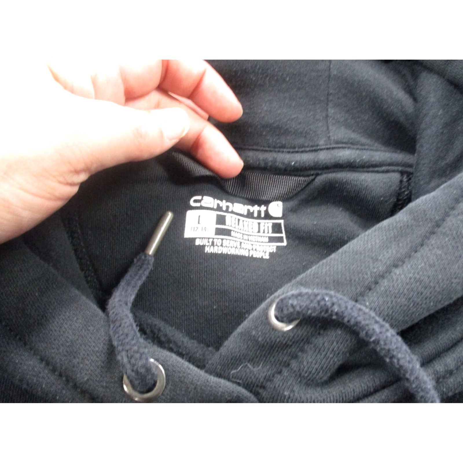 Carhartt Carhartt Hoodie Women L Black Relaxed Pullover Hooded Pockets Thermal Knit Sweatshirt Style: Pullover, Activewear, Workwear Mens Womens Girls Boys Size L / US 10 / IT 46 - 6 Thumbnail