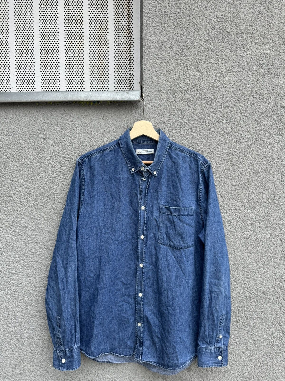 Wood Wood WOOD WOOD Ansel Andrew Classic Denim Shirt Men L Size US L / EU 52-54 / 3 - 1 Thumbnail