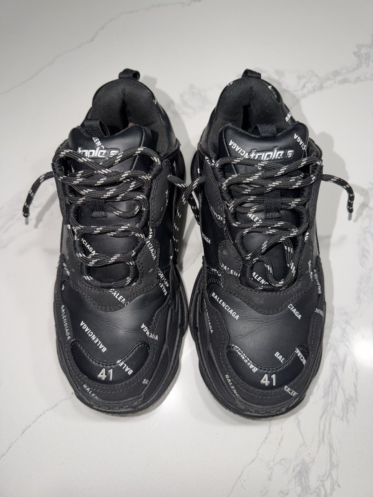 Balenciaga TRIPLE S ALL OVER LOGO BLACK Size US 8.5 / EU 41-42 - 1 Thumbnail