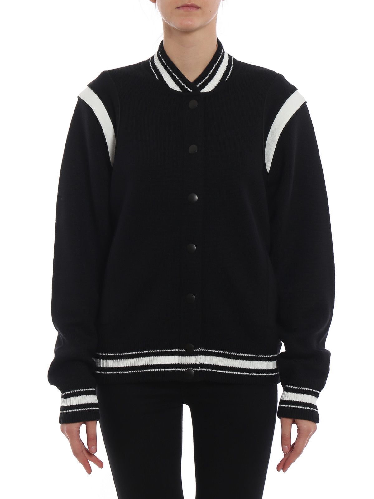 Givenchy o1srvl11e0225 Varsity Bomber Jacket in Black/White Size L / US 10 / IT 46 - 3 Thumbnail