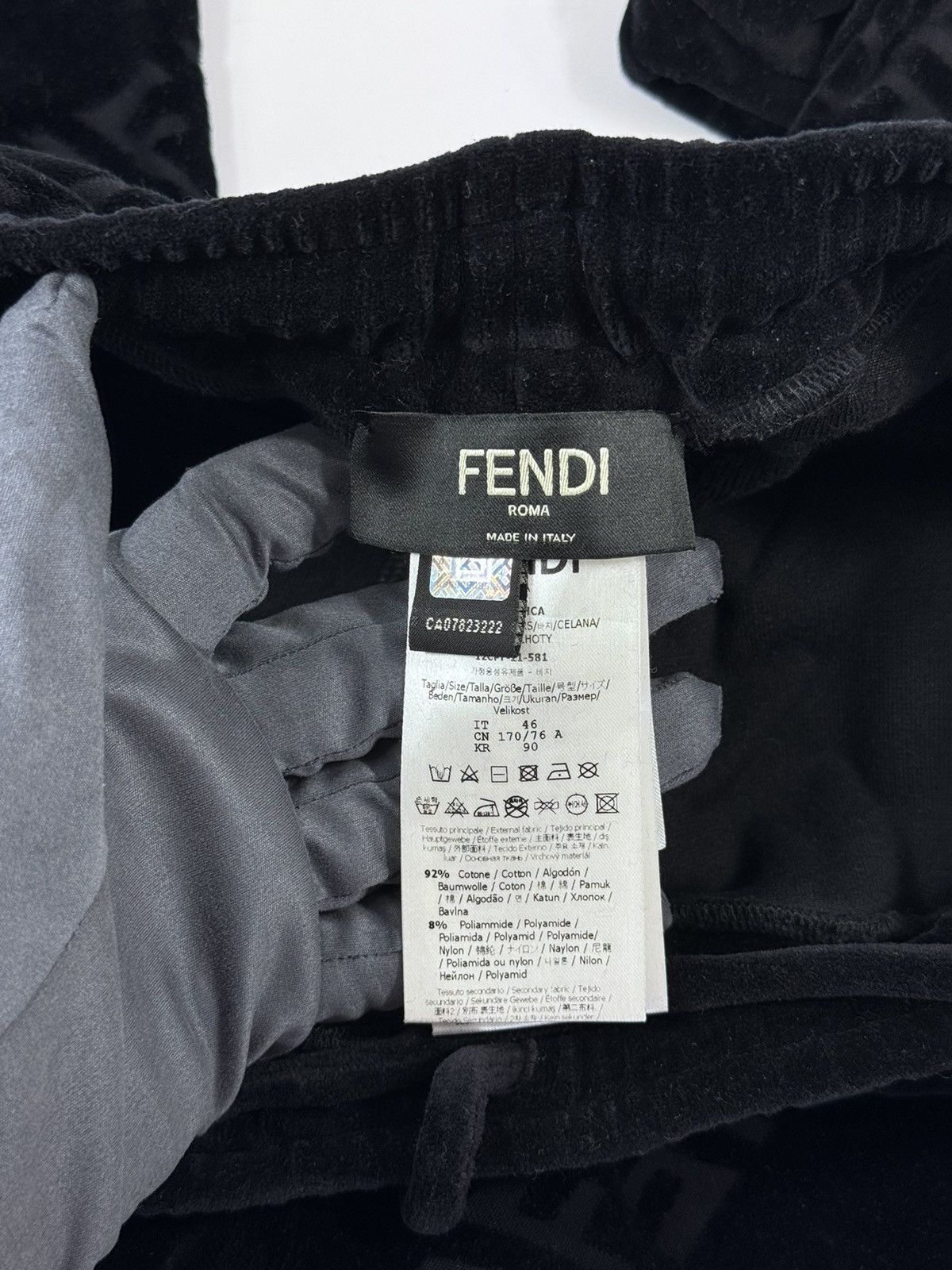 Fendi LOGO PRINT VELVET JOGGERS Size US 30 / EU 46 - 7 Thumbnail