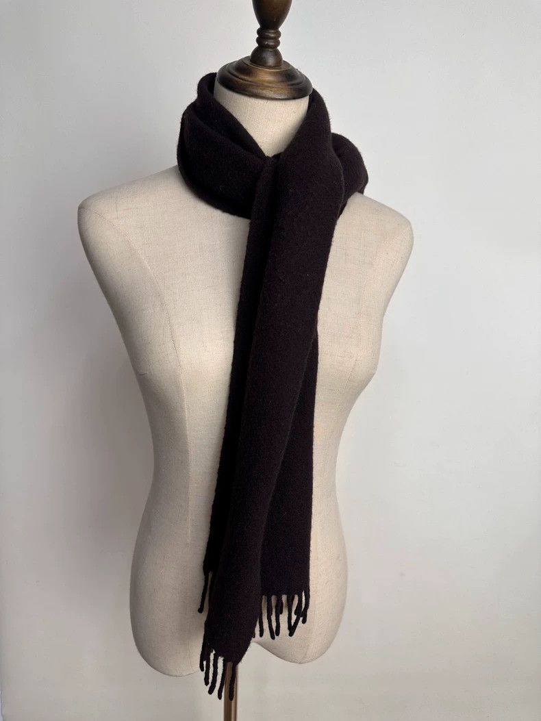 Yohji Yamamoto Wool and cashmere-blend dark brown scarf 250