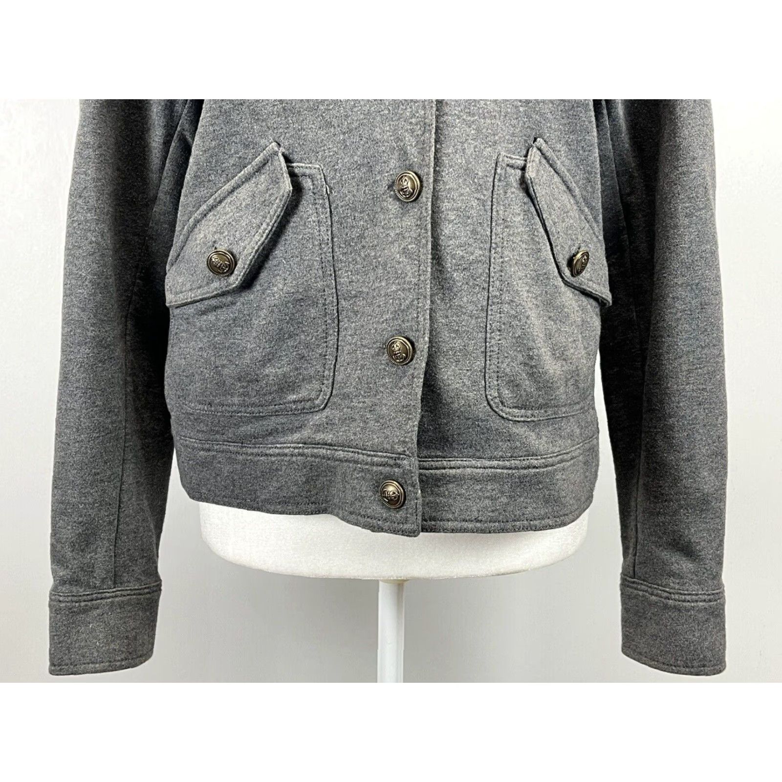 Ralph Lauren VINTAGE Lauren Ralph Lauren LRL Jeans Co Sweatshirt Jacket Women’s Medium Gray Full-Button Varsity Jacket Womens M Gray Vintage-style? Size M / US 6-8 / IT 42-44 - 5 Thumbnail
