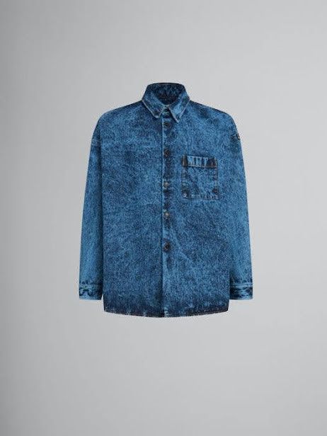 Marni oc11z0525 Marble-Dyed Denim Shirt in Blue Size US L / EU 52-54 / 3 - 1 Preview