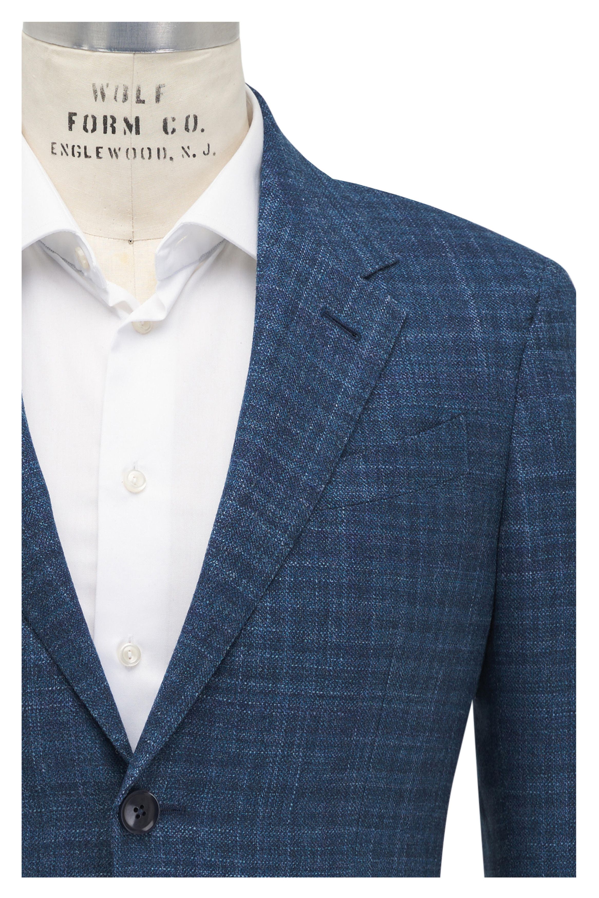 Z Zegna o1mtch0225 Tonal Plaid Sportcoat in Light Blue Size US S / EU 44-46 / 1 - 2 Thumbnail