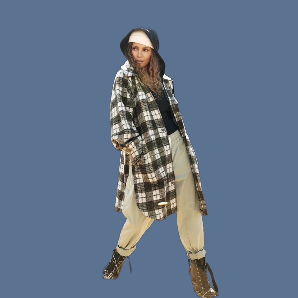 Sweaty Betty Sweaty Betty Halle Berry 2XL Plaid Oversized Flannel Hoodie Jacket Womens Size XXL / US 16-18 / IT 52-54 - 1 Thumbnail