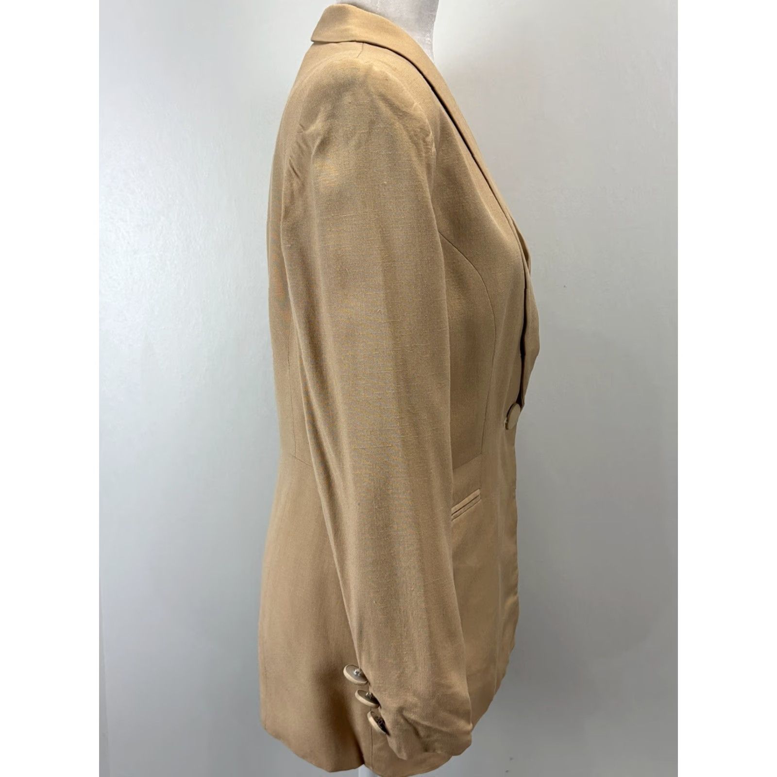 Jones New York VINTAGE Jones New York Blazer Jacket - Blazer, Women, Size 10, Beige Linen Blend, One-Button, Long Sleeve, USA Made, Academia Style Size L / US 10 / IT 46 - 4 Thumbnail