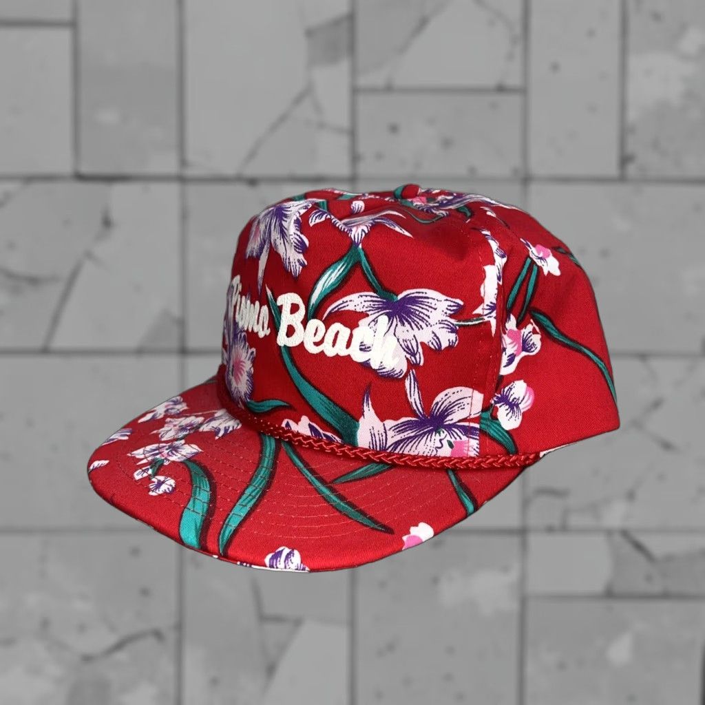 Vintage VTG Nissin Cap Baseball Hat Red Hawaiian Style Adjustable Men S Beach Pismo Beach Hawaii Theme Mens Cap Size ONE SIZE - 1 Thumbnail