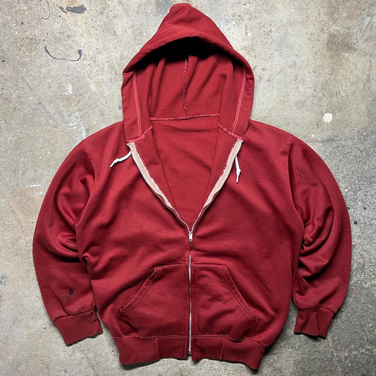 Vintage 1970s Distressed Thermal Lined Zip Up Cropped Painter Hoodie Size US L / EU 52-54 / 3 - 1 Thumbnail