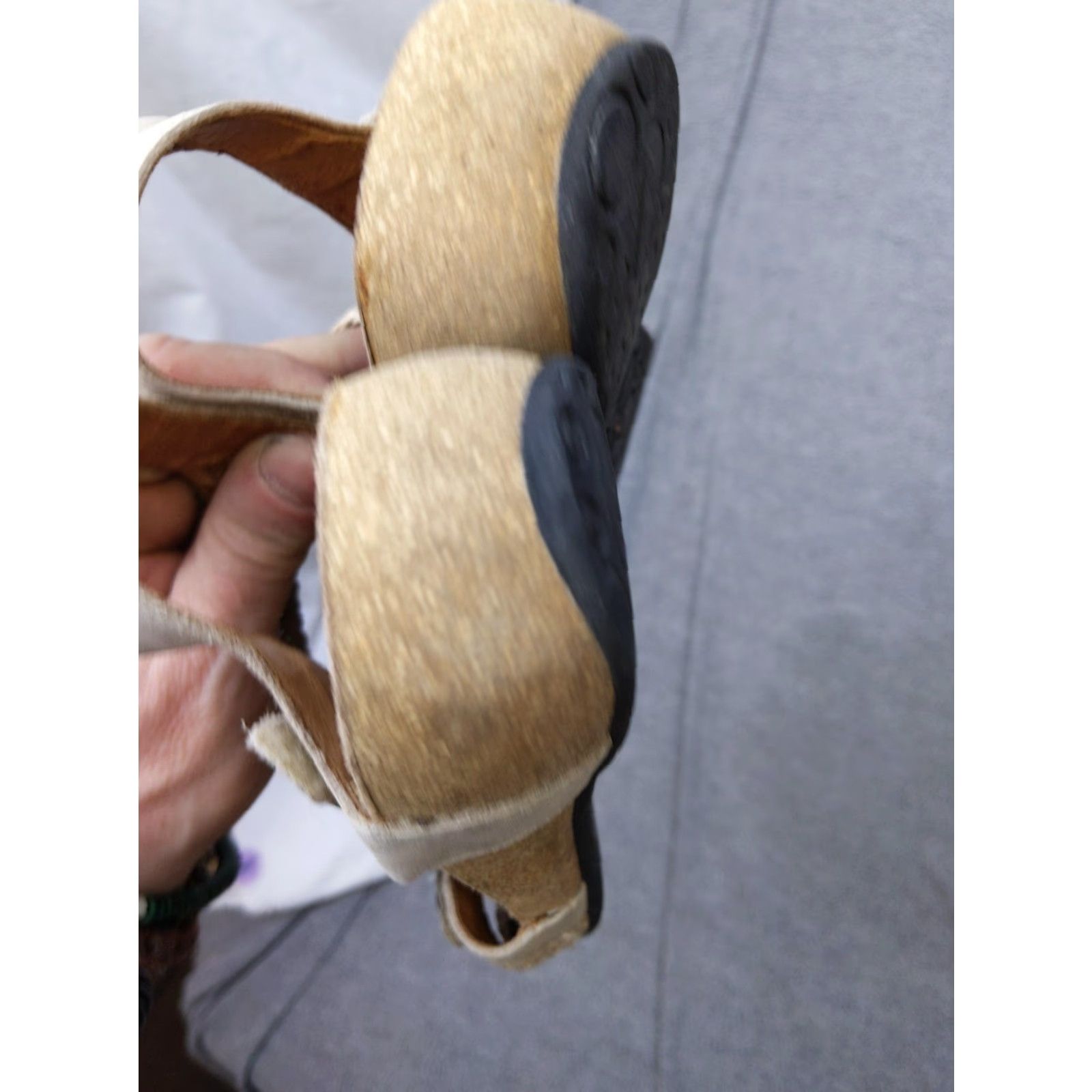 Taos VINTAGE? Taos Trulie Sandals Womens 8-8.5 Beige Cork Wedge Braided Leather Comfort Strappy Hook & Loop Adjustable Cushion Footbed Womens Shoes Size US 9 / IT 39 - 3 Thumbnail