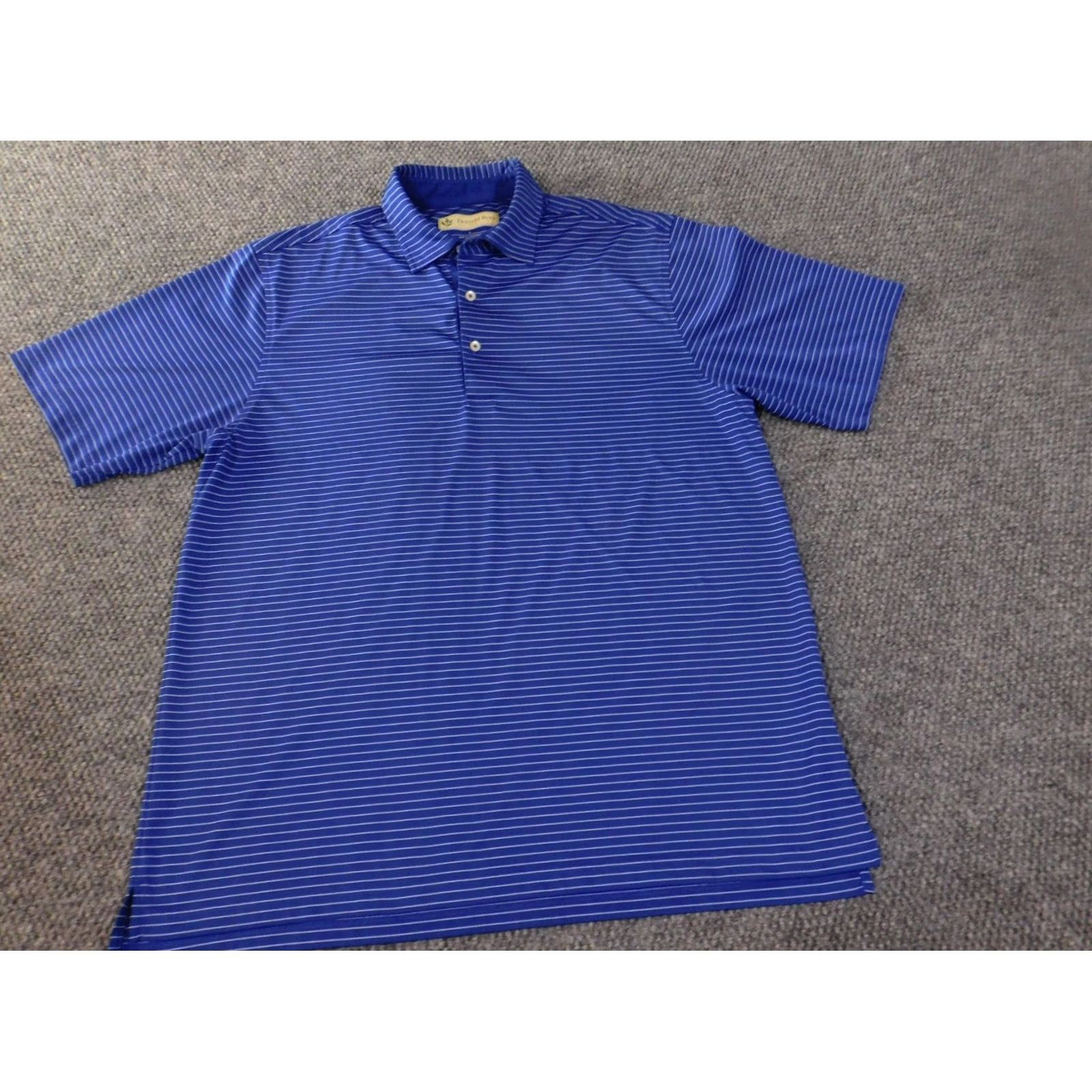 Vintage Donald Ross Polo Shirt Mens Blue Striped Short Sleeve Knit Sports Performance Golf Size US L / EU 52-54 / 3 - 3 Thumbnail