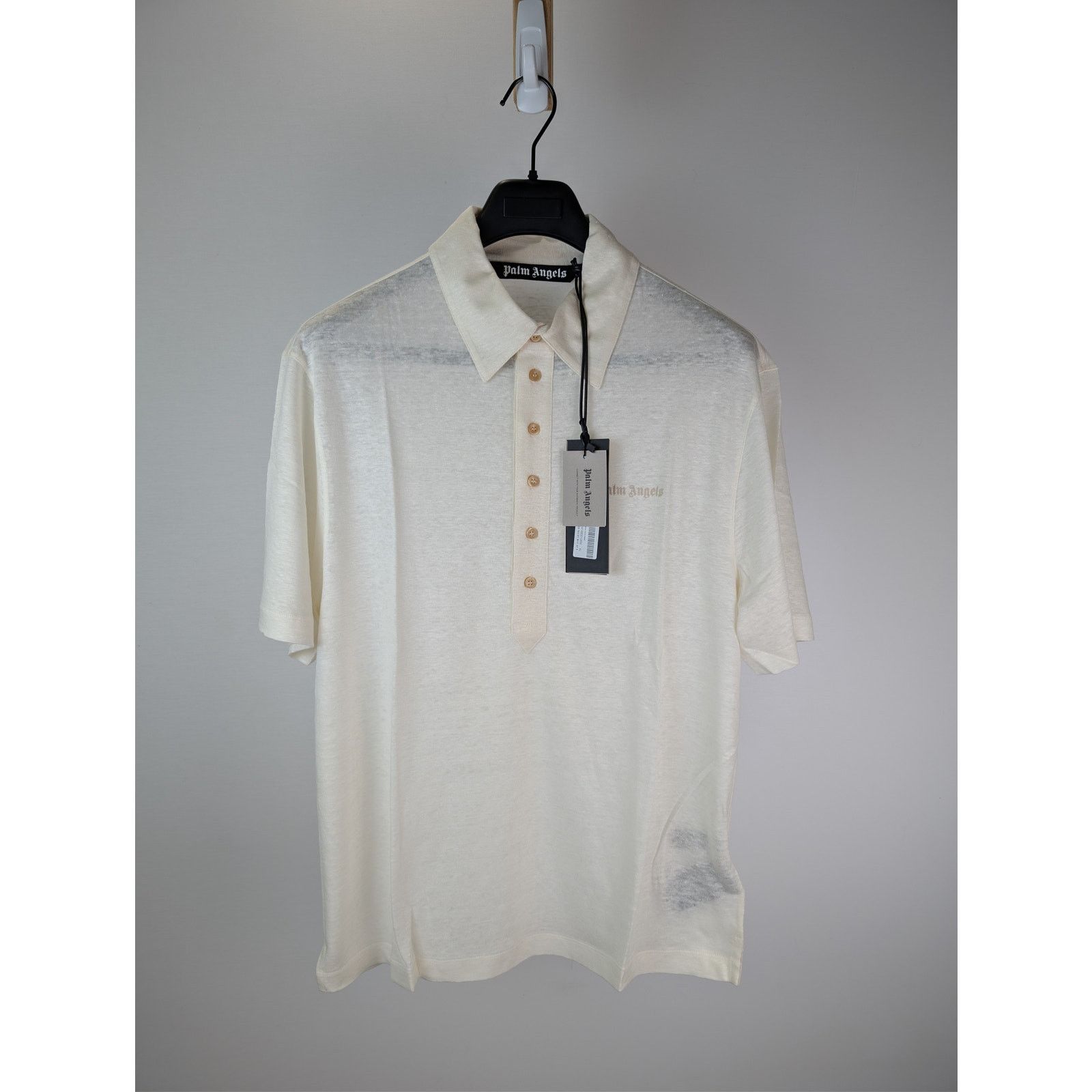Palm Angels o1rshd1 Classic Logo Linen Polo Shirt in Off-White Size US XL / EU 56 / 4 - 1 Thumbnail