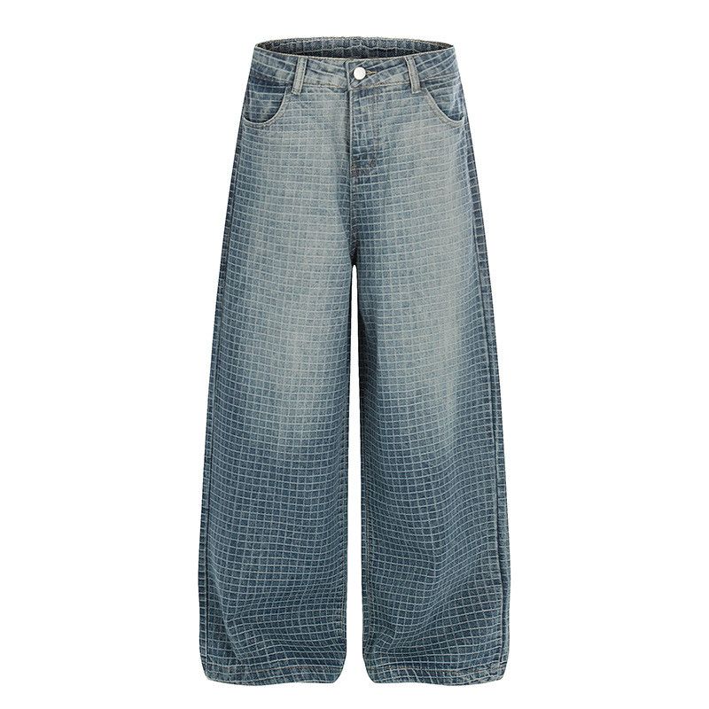 Jean American retro plaid gradient washed denim jeans for men Size US 32 / EU 48 - 1 Thumbnail
