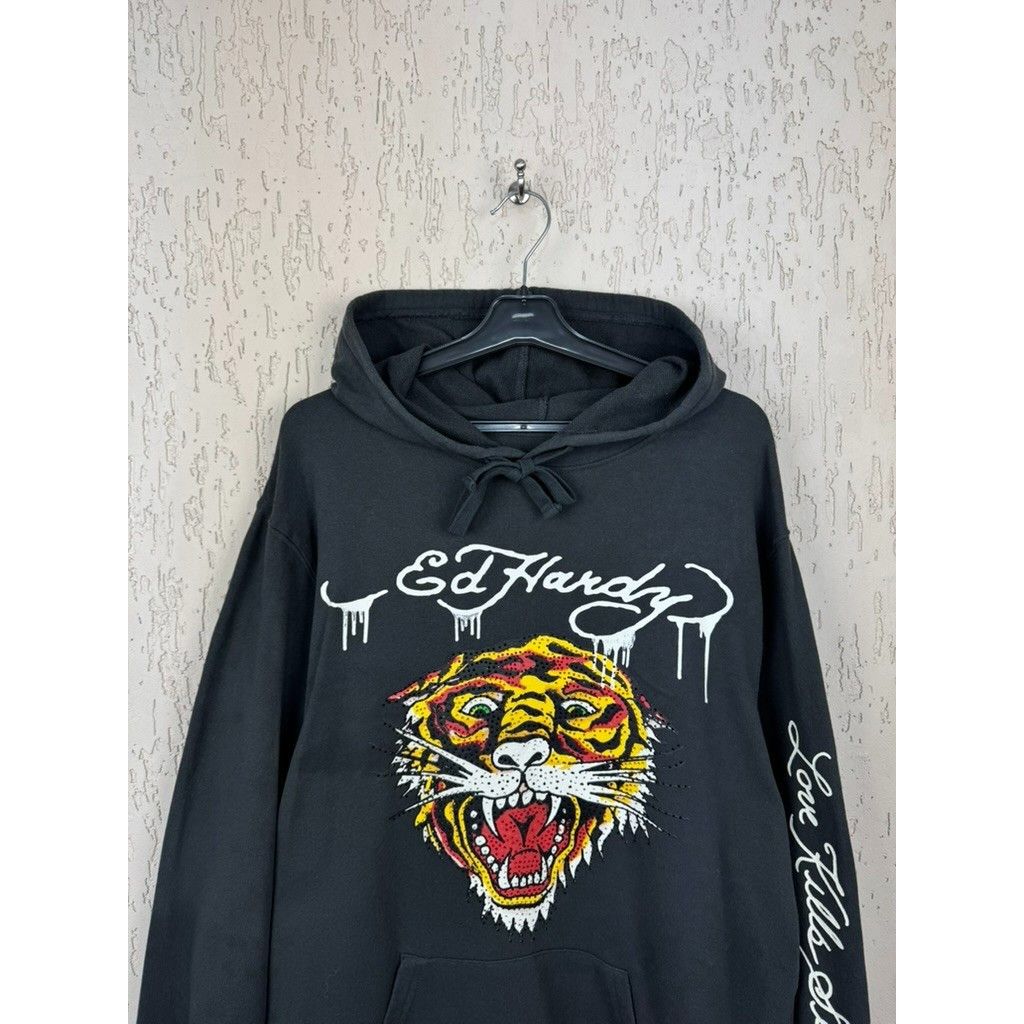 Ed Hardy Don Ed Hardy Rhinestone Tiger Black Hoodie Gray Size Large Y Size US L / EU 52-54 / 3 - 2 Thumbnail